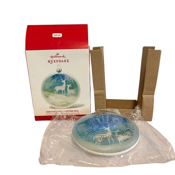 HALLMARK KEEPSAKE 2014 GLASS OUR CHRISTMAS TOGETHER XMAS ORNAMENT NIB VTGVTG - Picture 1 of 12